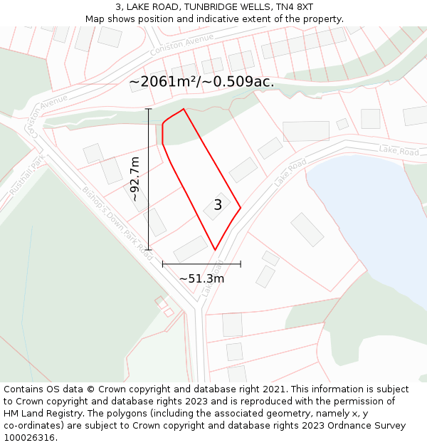 3, LAKE ROAD, TUNBRIDGE WELLS, TN4 8XT: Plot and title map