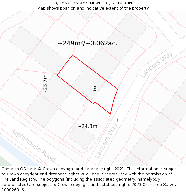 3, LANCERS WAY, NEWPORT, NP10 8HN: Plot and title map