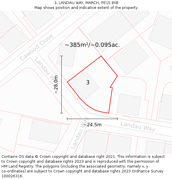 3, LANDAU WAY, MARCH, PE15 8YB: Plot and title map