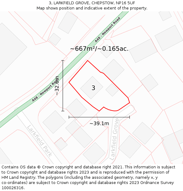 3, LARKFIELD GROVE, CHEPSTOW, NP16 5UF: Plot and title map