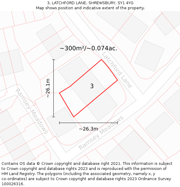 3, LATCHFORD LANE, SHREWSBURY, SY1 4YG: Plot and title map