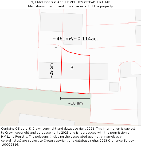 3, LATCHFORD PLACE, HEMEL HEMPSTEAD, HP1 1AB: Plot and title map