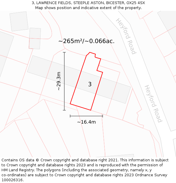 3, LAWRENCE FIELDS, STEEPLE ASTON, BICESTER, OX25 4SX: Plot and title map