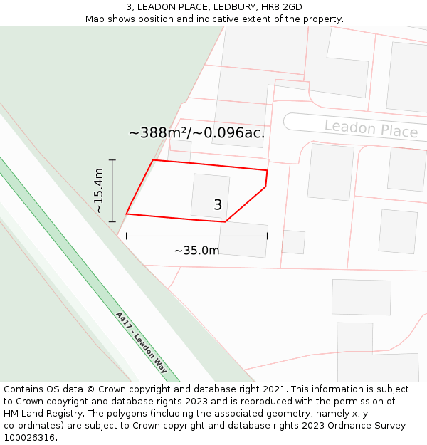 3, LEADON PLACE, LEDBURY, HR8 2GD: Plot and title map