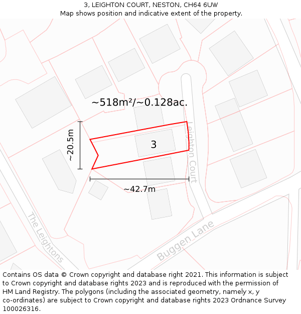 3, LEIGHTON COURT, NESTON, CH64 6UW: Plot and title map