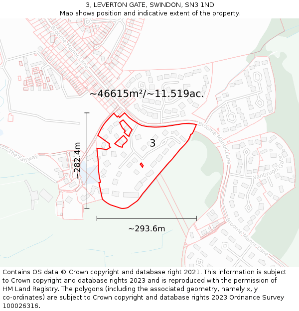 3, LEVERTON GATE, SWINDON, SN3 1ND: Plot and title map