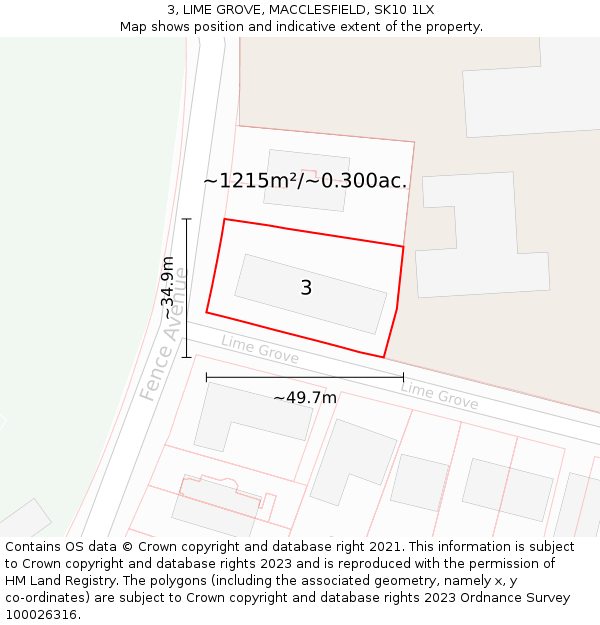 3, LIME GROVE, MACCLESFIELD, SK10 1LX: Plot and title map