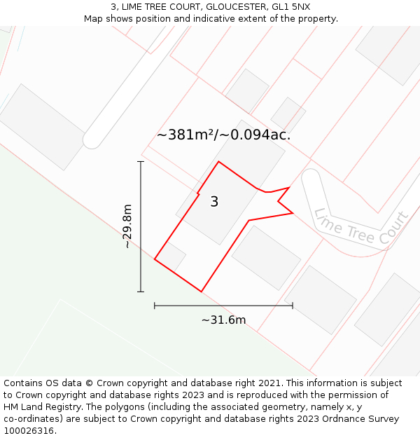 3, LIME TREE COURT, GLOUCESTER, GL1 5NX: Plot and title map