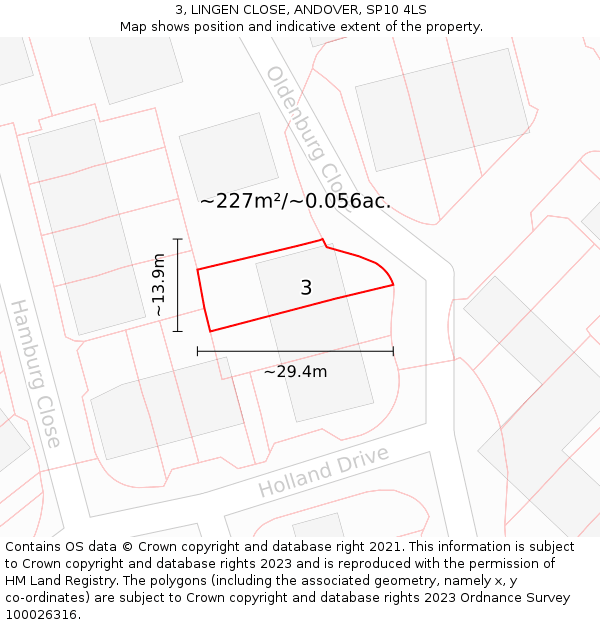 3, LINGEN CLOSE, ANDOVER, SP10 4LS: Plot and title map