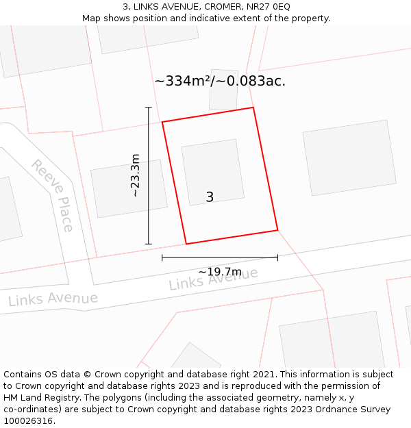 3, LINKS AVENUE, CROMER, NR27 0EQ: Plot and title map
