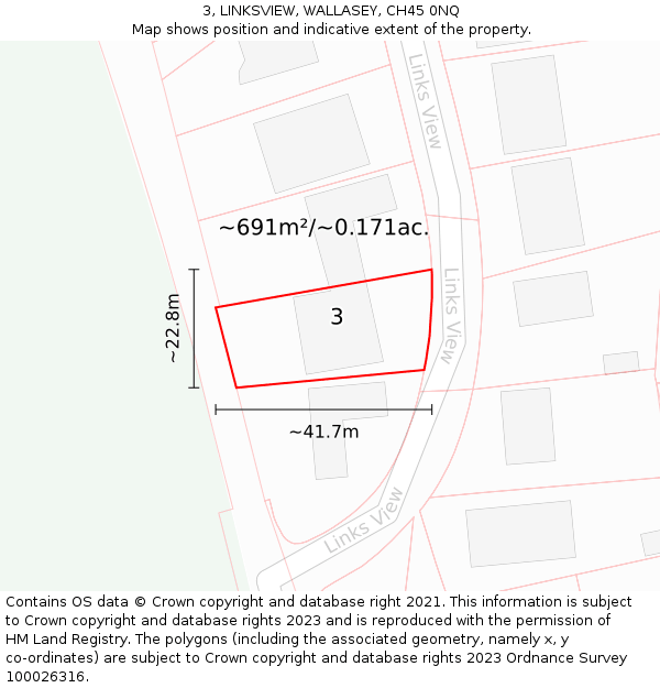 3, LINKSVIEW, WALLASEY, CH45 0NQ: Plot and title map