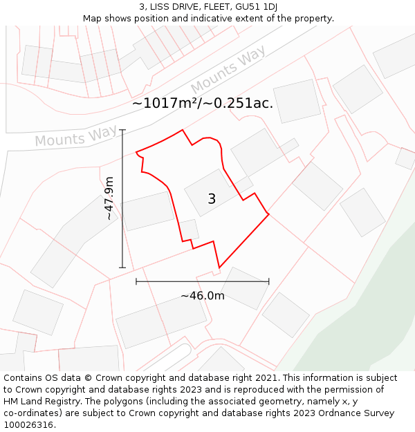 3, LISS DRIVE, FLEET, GU51 1DJ: Plot and title map