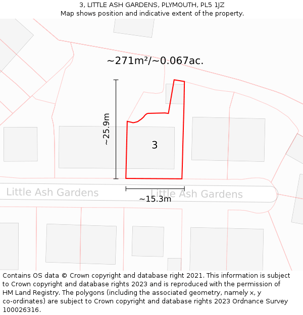 3, LITTLE ASH GARDENS, PLYMOUTH, PL5 1JZ: Plot and title map