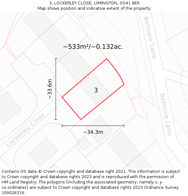 3, LOCKERLEY CLOSE, LYMINGTON, SO41 8ER: Plot and title map