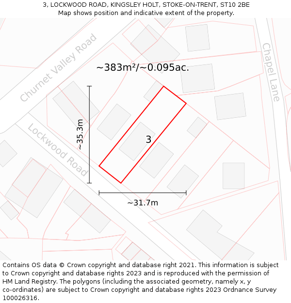 3, LOCKWOOD ROAD, KINGSLEY HOLT, STOKE-ON-TRENT, ST10 2BE: Plot and title map