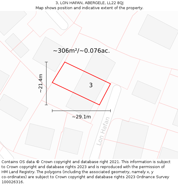 3, LON HAFAN, ABERGELE, LL22 8QJ: Plot and title map