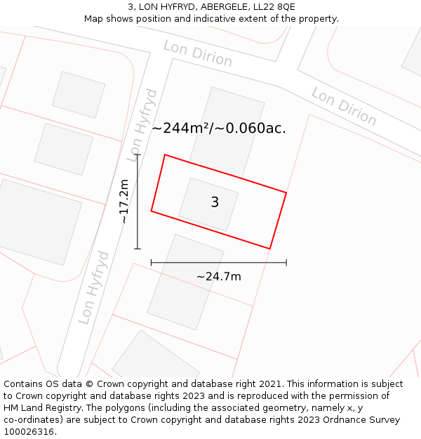 3, LON HYFRYD, ABERGELE, LL22 8QE: Plot and title map