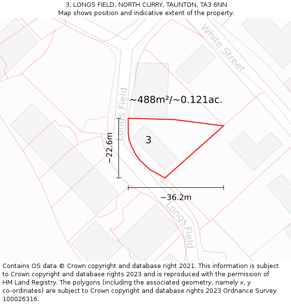 3, LONGS FIELD, NORTH CURRY, TAUNTON, TA3 6NN: Plot and title map