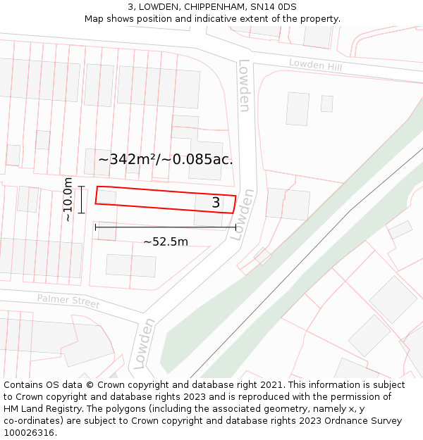 3, LOWDEN, CHIPPENHAM, SN14 0DS: Plot and title map