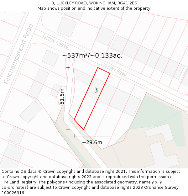 3, LUCKLEY ROAD, WOKINGHAM, RG41 2ES: Plot and title map