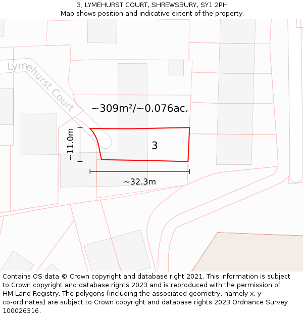 3, LYMEHURST COURT, SHREWSBURY, SY1 2PH: Plot and title map