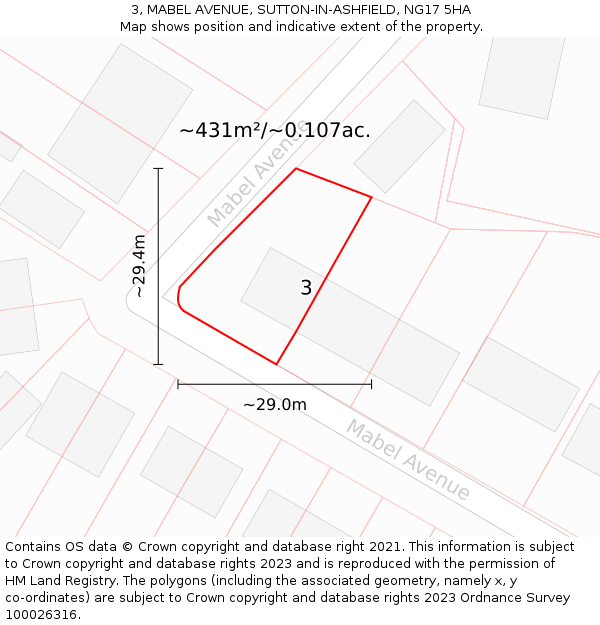 3, MABEL AVENUE, SUTTON-IN-ASHFIELD, NG17 5HA: Plot and title map