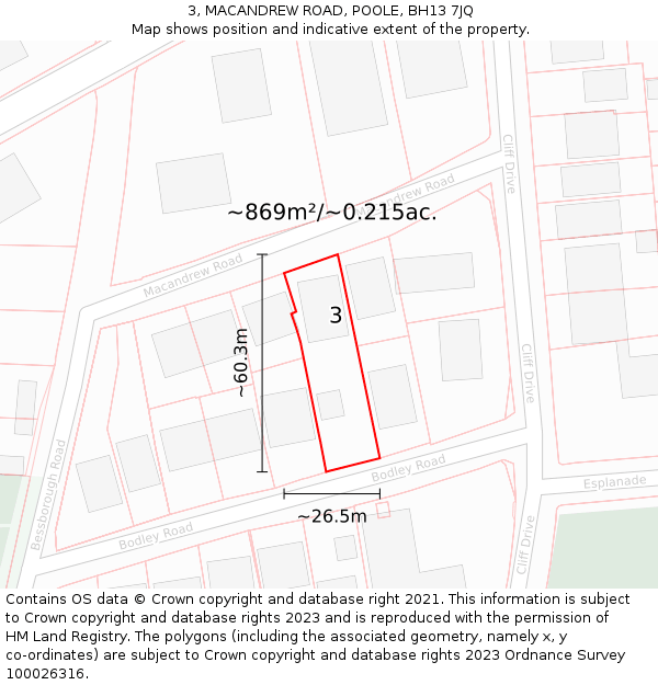 3, MACANDREW ROAD, POOLE, BH13 7JQ: Plot and title map