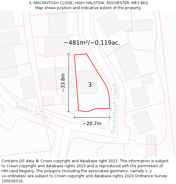 3, MACKINTOSH CLOSE, HIGH HALSTOW, ROCHESTER, ME3 8EQ: Plot and title map