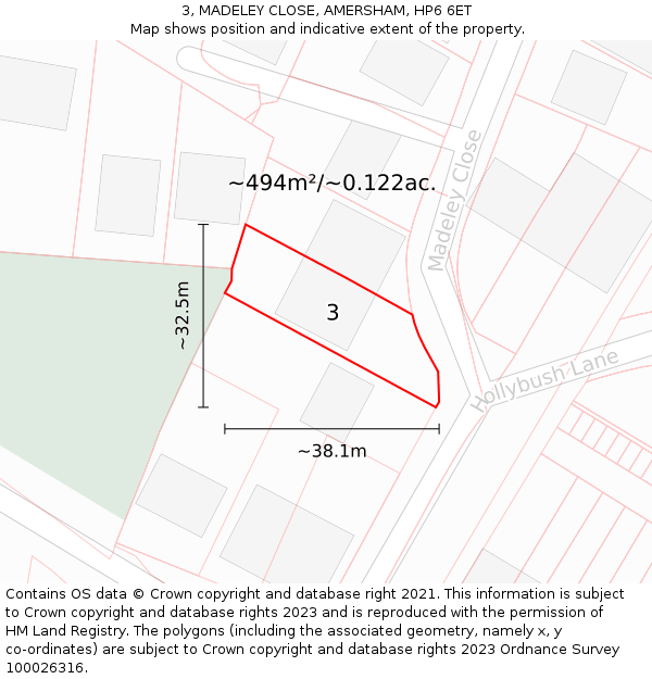 3, MADELEY CLOSE, AMERSHAM, HP6 6ET: Plot and title map