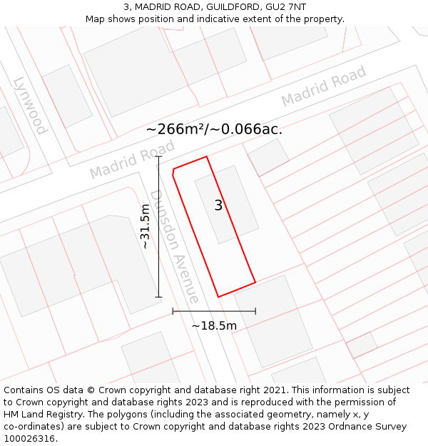 3, MADRID ROAD, GUILDFORD, GU2 7NT: Plot and title map