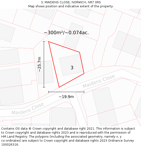 3, MAIDENS CLOSE, NORWICH, NR7 0RS: Plot and title map