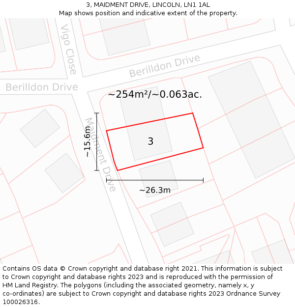 3, MAIDMENT DRIVE, LINCOLN, LN1 1AL: Plot and title map