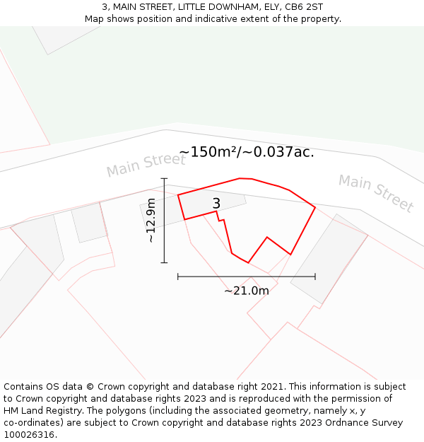 3, MAIN STREET, LITTLE DOWNHAM, ELY, CB6 2ST: Plot and title map