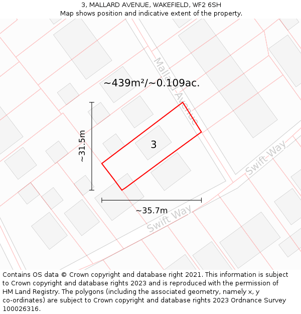 3, MALLARD AVENUE, WAKEFIELD, WF2 6SH: Plot and title map