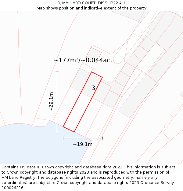 3, MALLARD COURT, DISS, IP22 4LL: Plot and title map