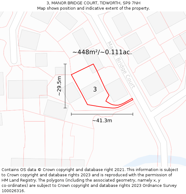 3, MANOR BRIDGE COURT, TIDWORTH, SP9 7NH: Plot and title map