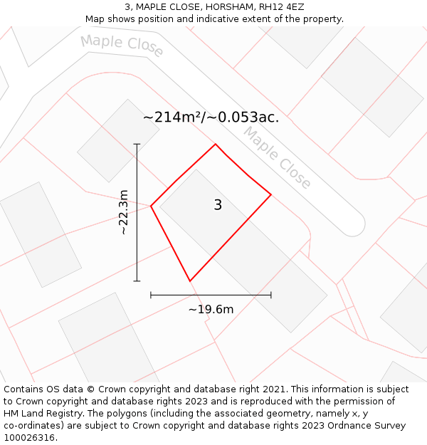 3, MAPLE CLOSE, HORSHAM, RH12 4EZ: Plot and title map