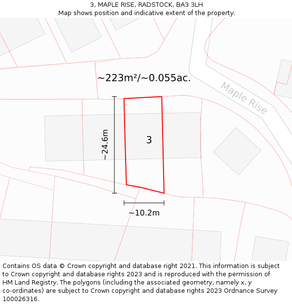 3, MAPLE RISE, RADSTOCK, BA3 3LH: Plot and title map