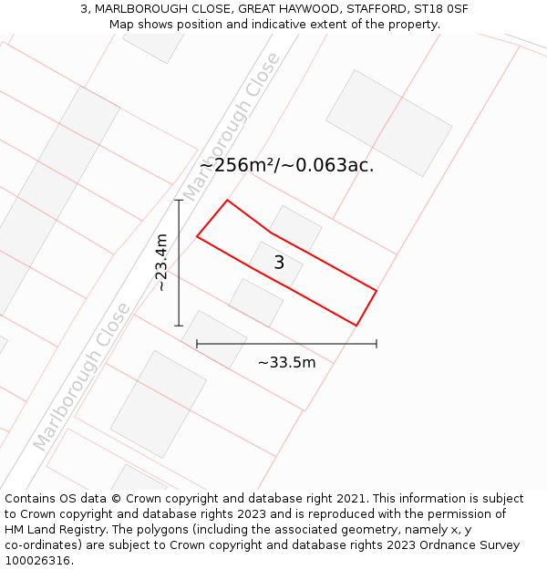 3, MARLBOROUGH CLOSE, GREAT HAYWOOD, STAFFORD, ST18 0SF: Plot and title map