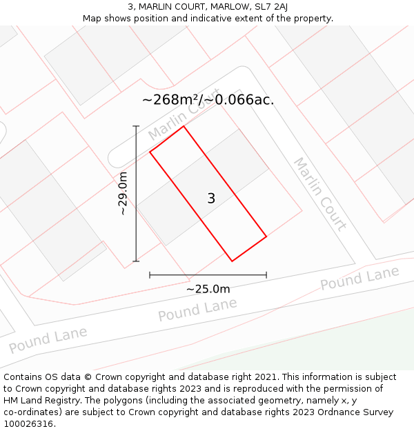 3, MARLIN COURT, MARLOW, SL7 2AJ: Plot and title map