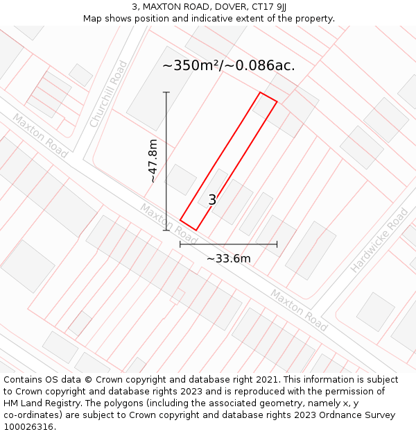 3, MAXTON ROAD, DOVER, CT17 9JJ: Plot and title map