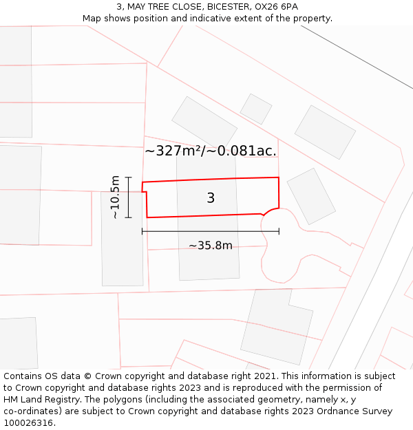 3, MAY TREE CLOSE, BICESTER, OX26 6PA: Plot and title map