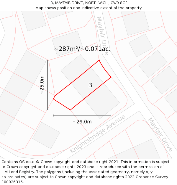 3, MAYFAIR DRIVE, NORTHWICH, CW9 8GF: Plot and title map