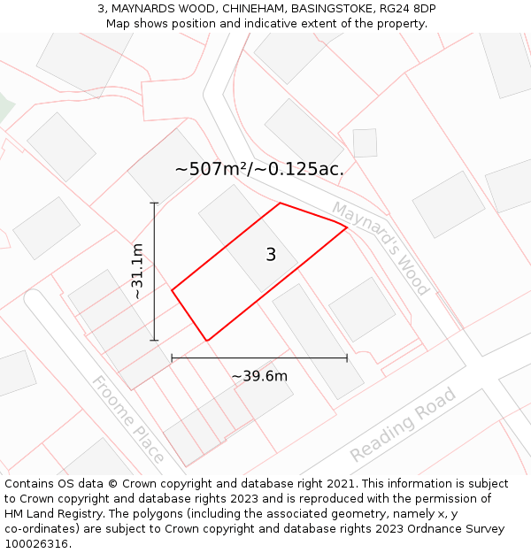 3, MAYNARDS WOOD, CHINEHAM, BASINGSTOKE, RG24 8DP: Plot and title map