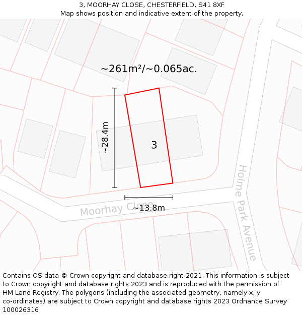 3, MOORHAY CLOSE, CHESTERFIELD, S41 8XF: Plot and title map