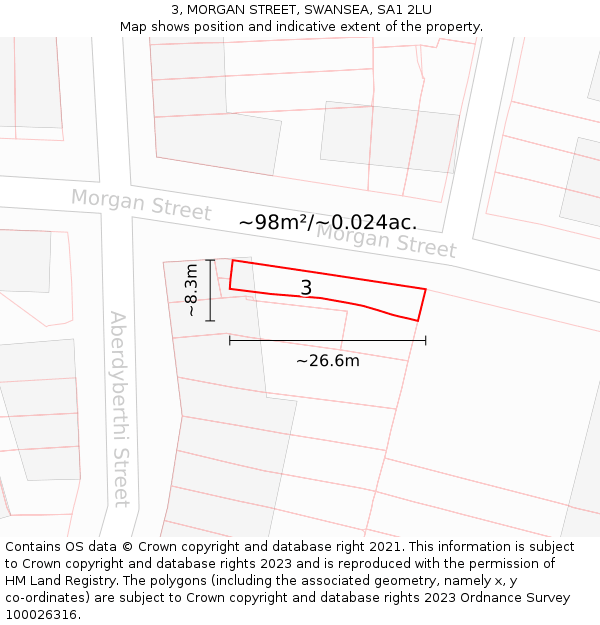 3, MORGAN STREET, SWANSEA, SA1 2LU: Plot and title map