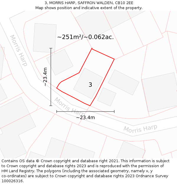 3, MORRIS HARP, SAFFRON WALDEN, CB10 2EE: Plot and title map