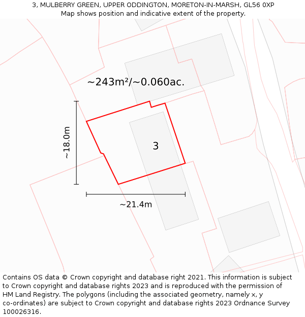 3, MULBERRY GREEN, UPPER ODDINGTON, MORETON-IN-MARSH, GL56 0XP: Plot and title map