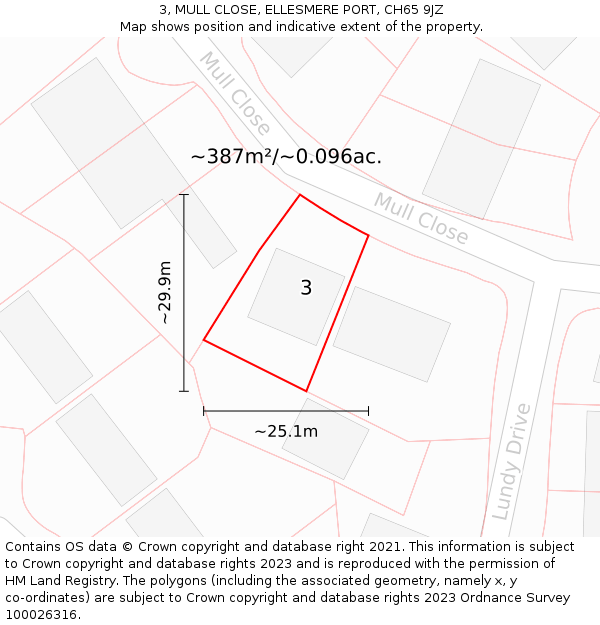 3, MULL CLOSE, ELLESMERE PORT, CH65 9JZ: Plot and title map