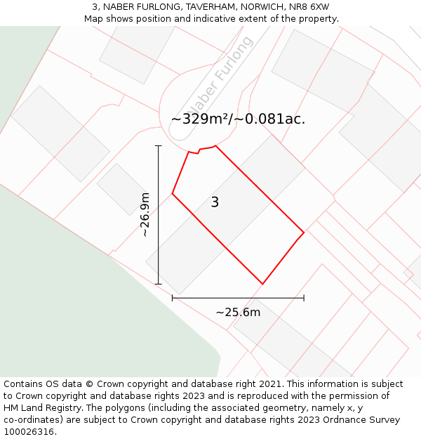 3, NABER FURLONG, TAVERHAM, NORWICH, NR8 6XW: Plot and title map